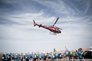The heli hovering above us at the start of the Unicef charity stage 6.