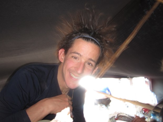 Going static inside our tent.