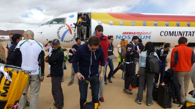 Disembarking at Errachidia Airport