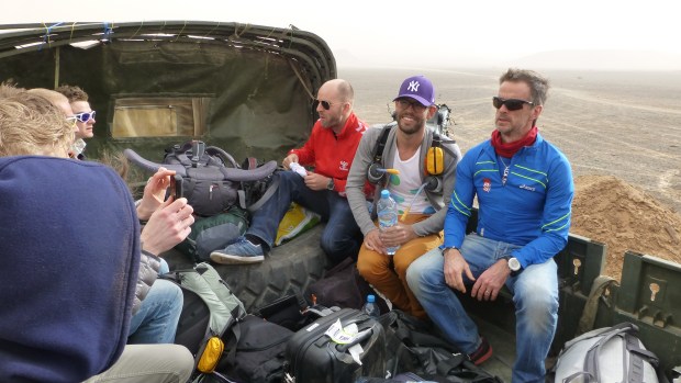 Marcus and Johan in Mohammed's truck