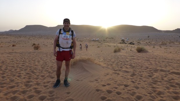 The sun setting right behind us as we venture into the sand dunes ahead.