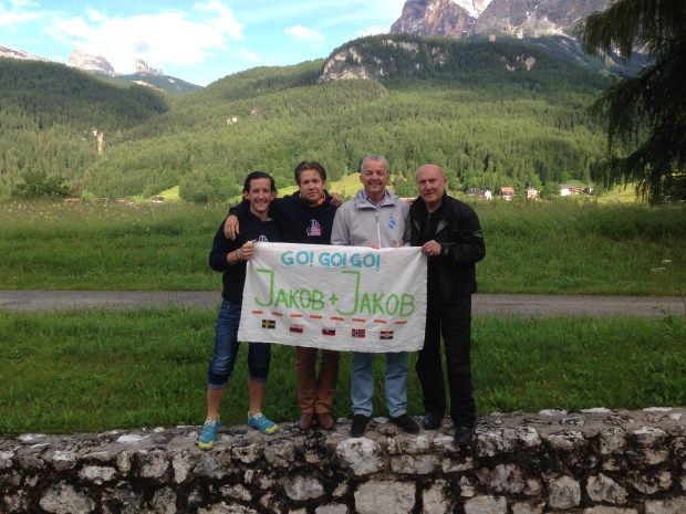 The athletes and our official photographer Tad with Marija's handpainted sign.