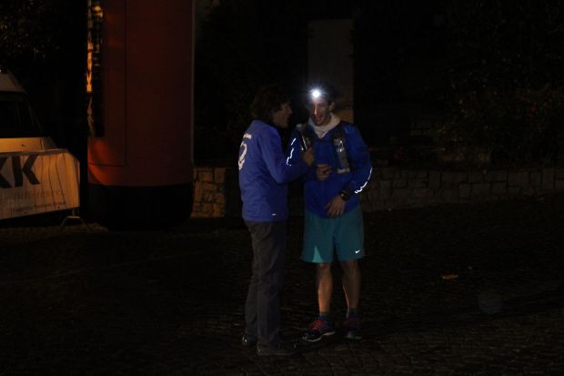 Interview at the finishing line.