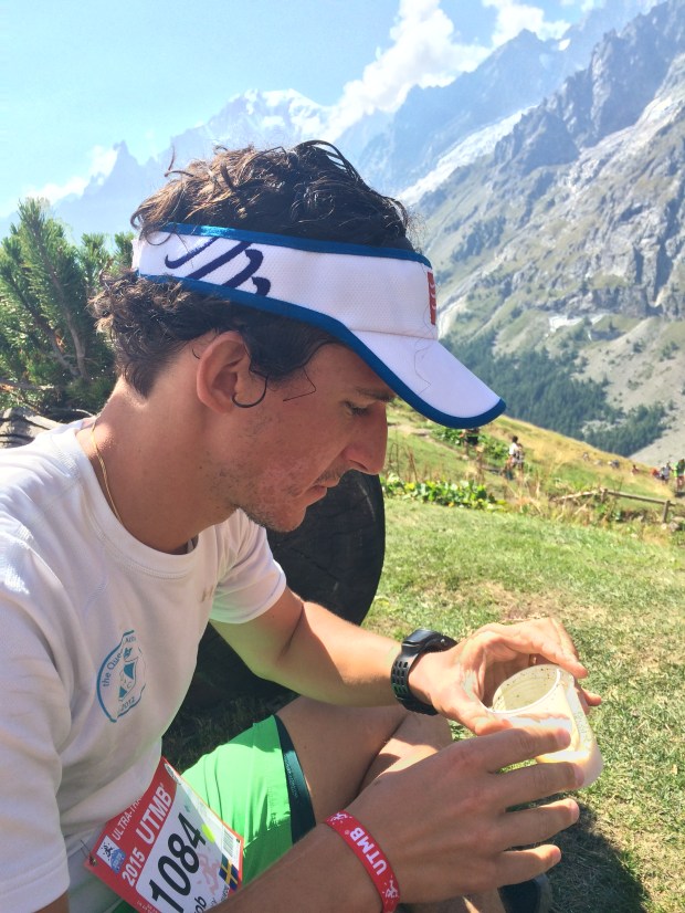 Looking sceptically at my lunch at Rifugio Bonatti.